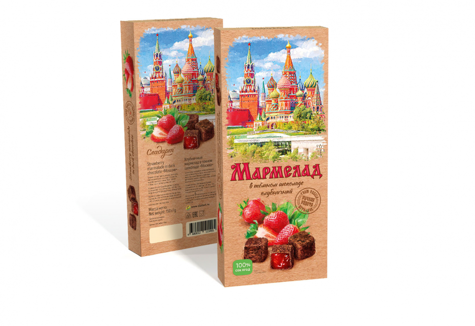  Сладарт Мармелад Клубничный в темном шоколаде, 150г  в Арзамасе