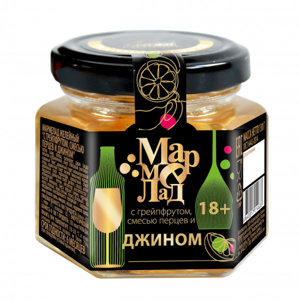 №2 Мармелад в банке "С грейпфрутом, смесью перцев и джином" 130г (18+)  в Арзамасе