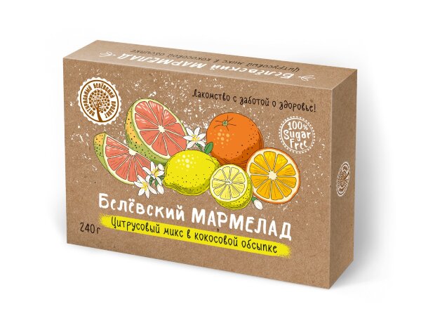 №2 Мармелад белевский на фруктозе 240г "Цитрусовый микс" в Арзамасе