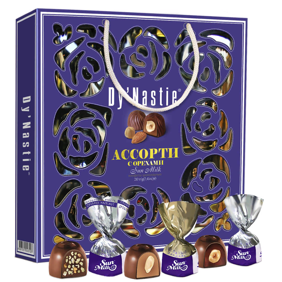  Династия Сумка Конфеты "Ассорти с орехами", 210г     в Арзамасе